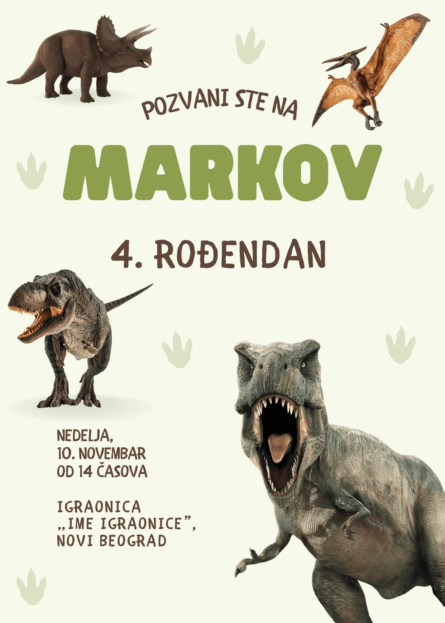 Pozivnica za rođendan sa dinosaurima – Avantura iz praistorije.
