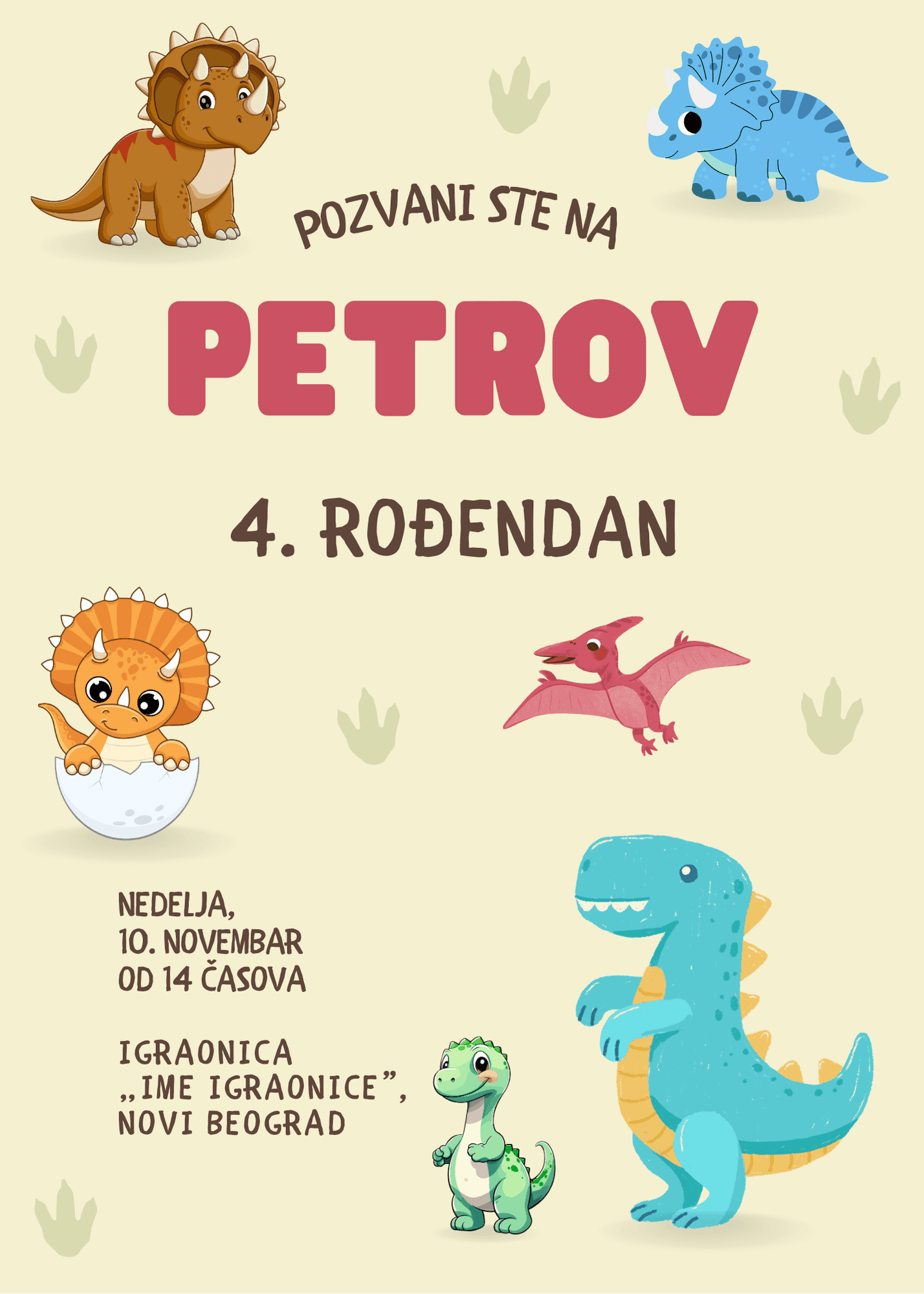 Rođendanska pozivnica sa dinosaurusima – Vesela avantura iz praistorije.