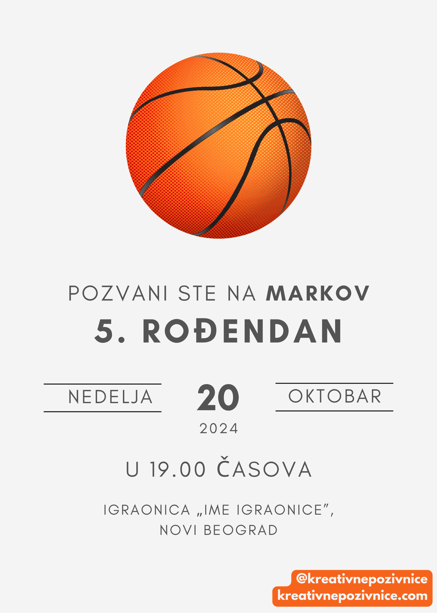 Pozivnica za rođendan s košarkaškom temom — Idealna za malog ljubitelja sporta
