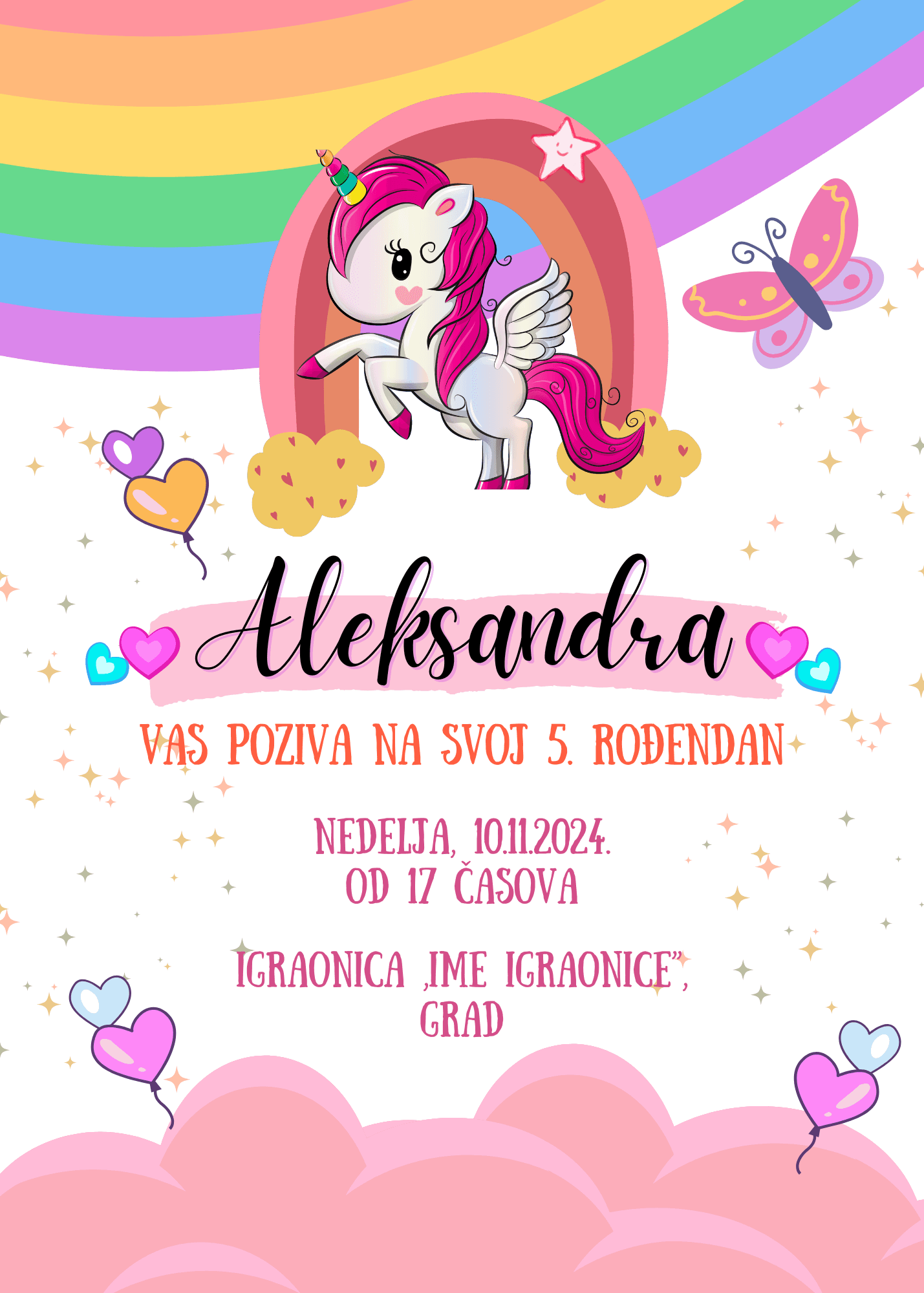 Čarobna pozivnica za rođendan – Jednorog i dugine boje za nezaboravnu proslavu